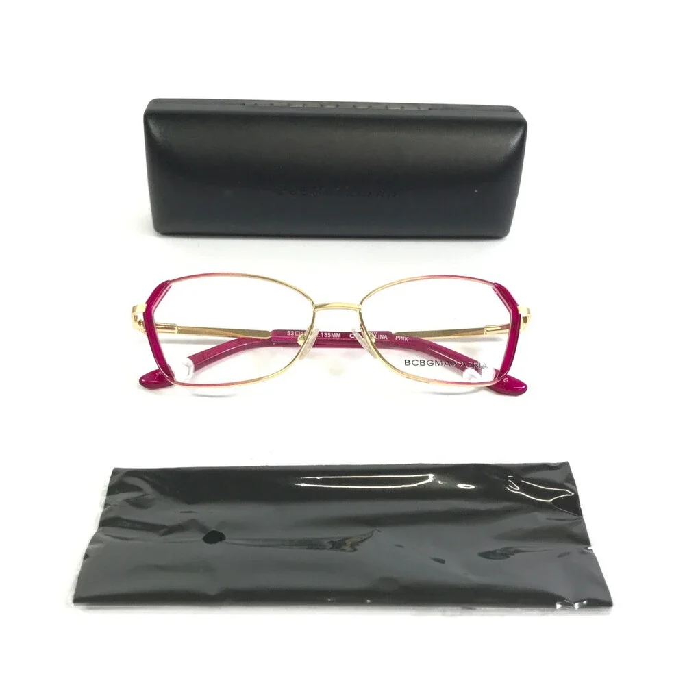 BCBGMAXAZRIA Eyeglasses Frames VALINA PINK Gold Butterfly Full Rim 53-15-135